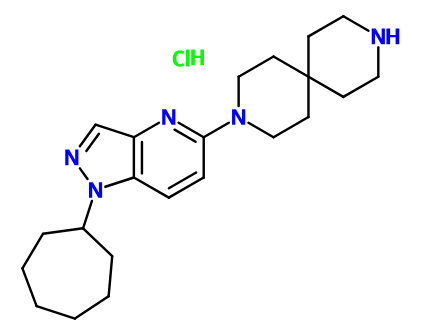 (image for) MC038706 3-(1-Cycloheptyl-1H-pyrazolo[4,3-b]pyridin-5-yl)-3,9-diaza-spiro[5.5]undecane hydrochloride
